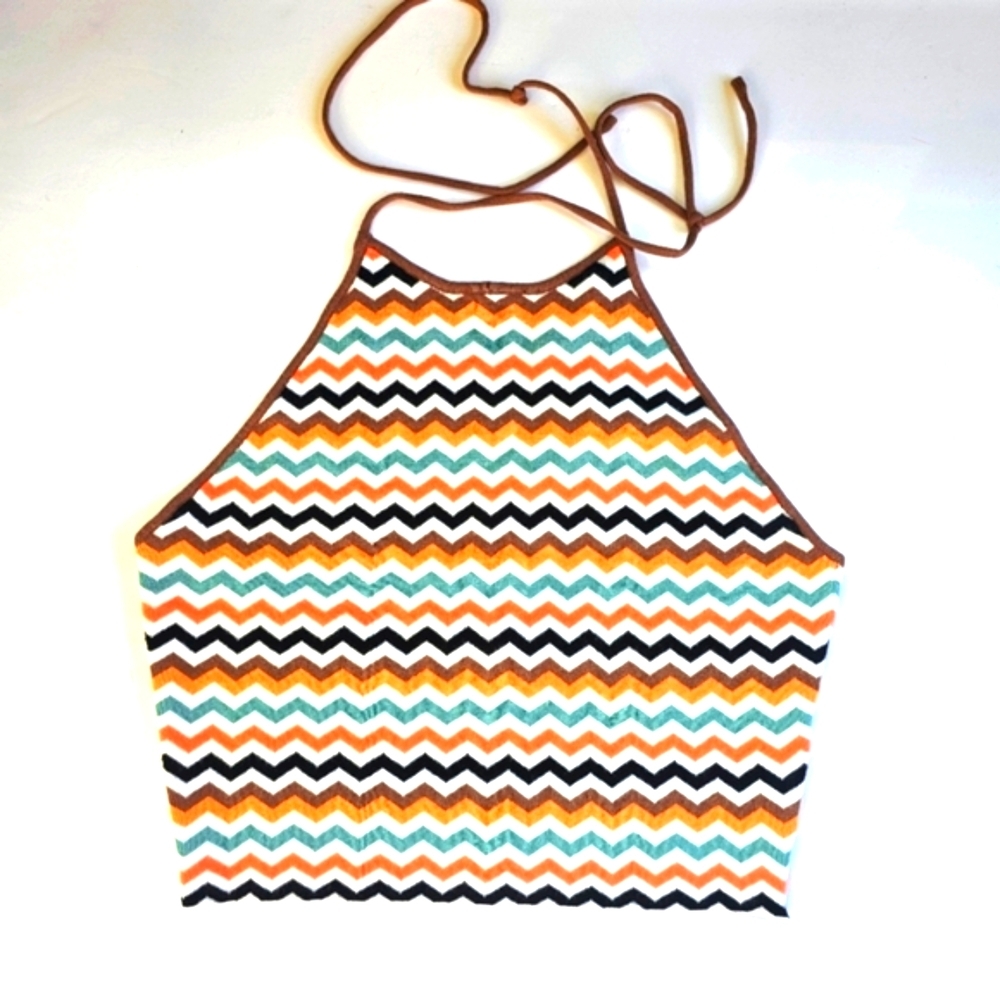 NWT Minnie Rose Chevron Knit Halter Top Medium Multicolor Boho